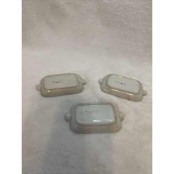 3‎ Vintage Personal Mini Ashtrays Ceramic Hand Painted Floral Maude G - Picture 6 of 6